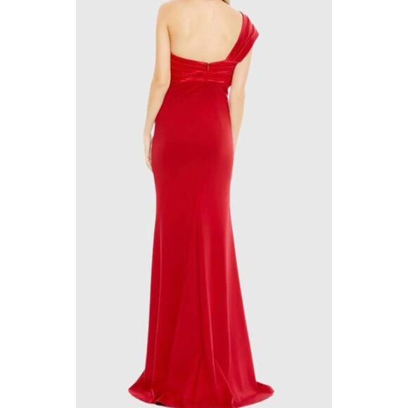 Mac Duggal Red One Shoulder Formal Evening Dress Plus Sz‎ 20 Stretch Jersey $398 - Picture 5 of 13